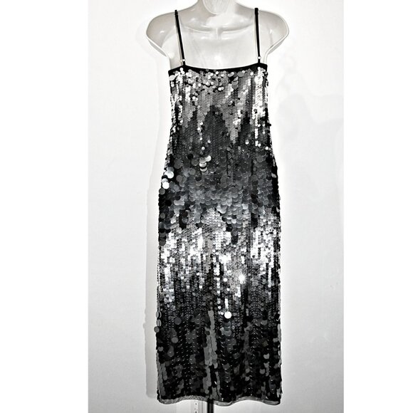 Avec Les Filles Spaghetti Strap Sparkling Sequin Paillette Party Dress sz 12 - Picture 8 of 13